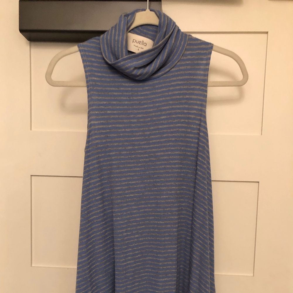 Blue and Gray turtle neck tank top